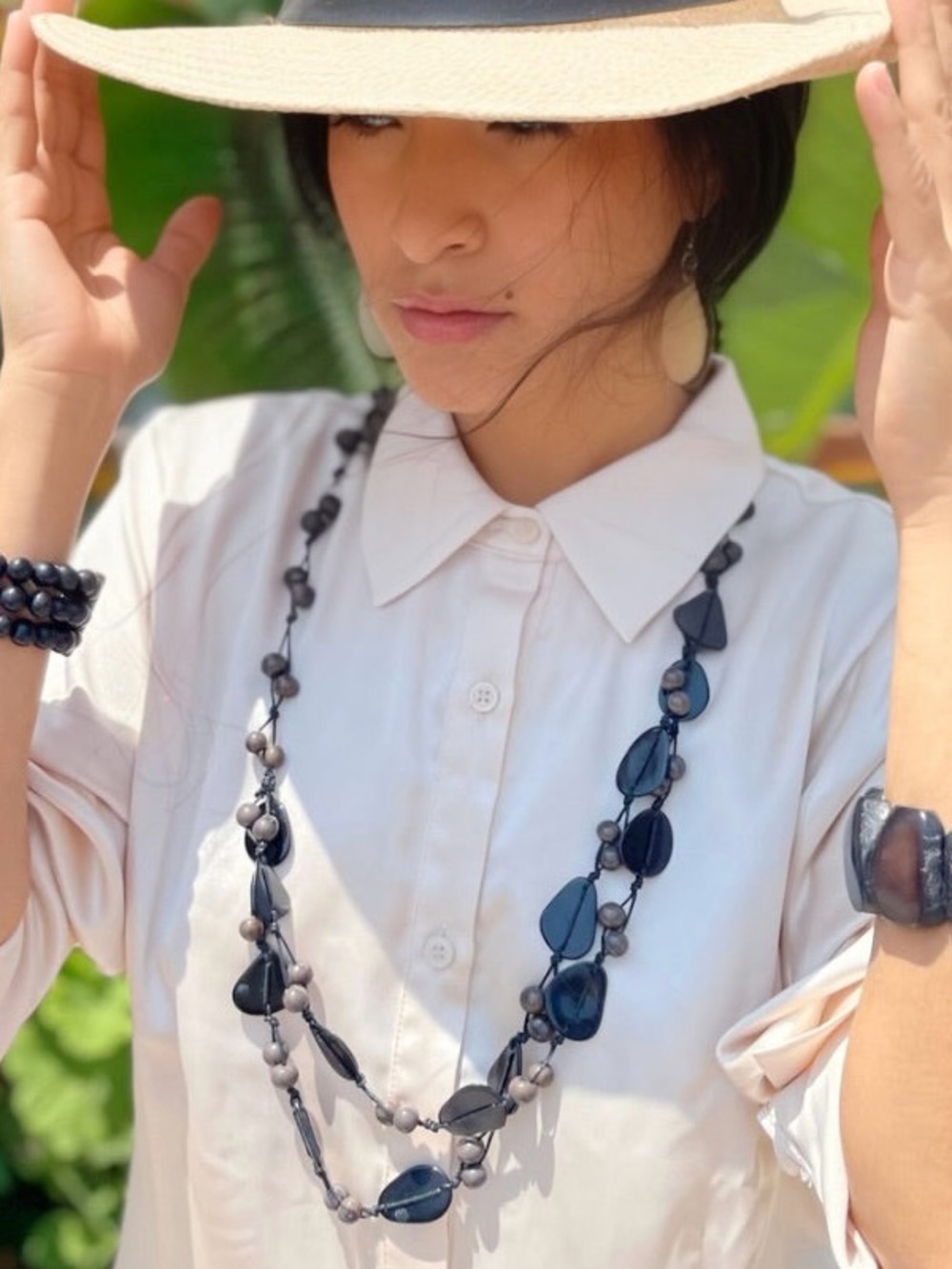 TAGUA & ACAI Necklace Handmade Ecuador Artisan Fair Trade BLACK TAGUA